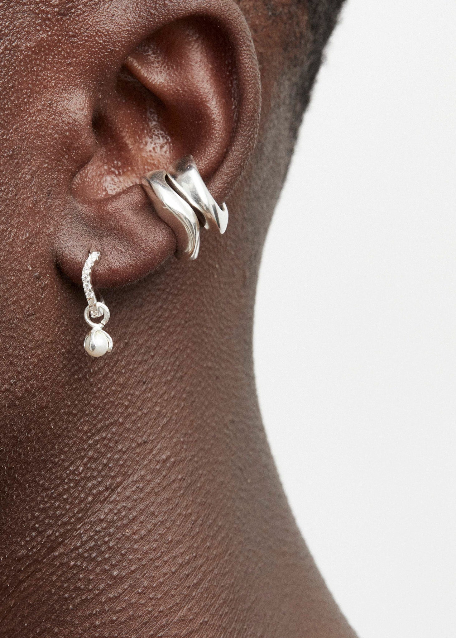 Distorted Hoop Earring Mini | Pearl - Cornelia Webb - 1