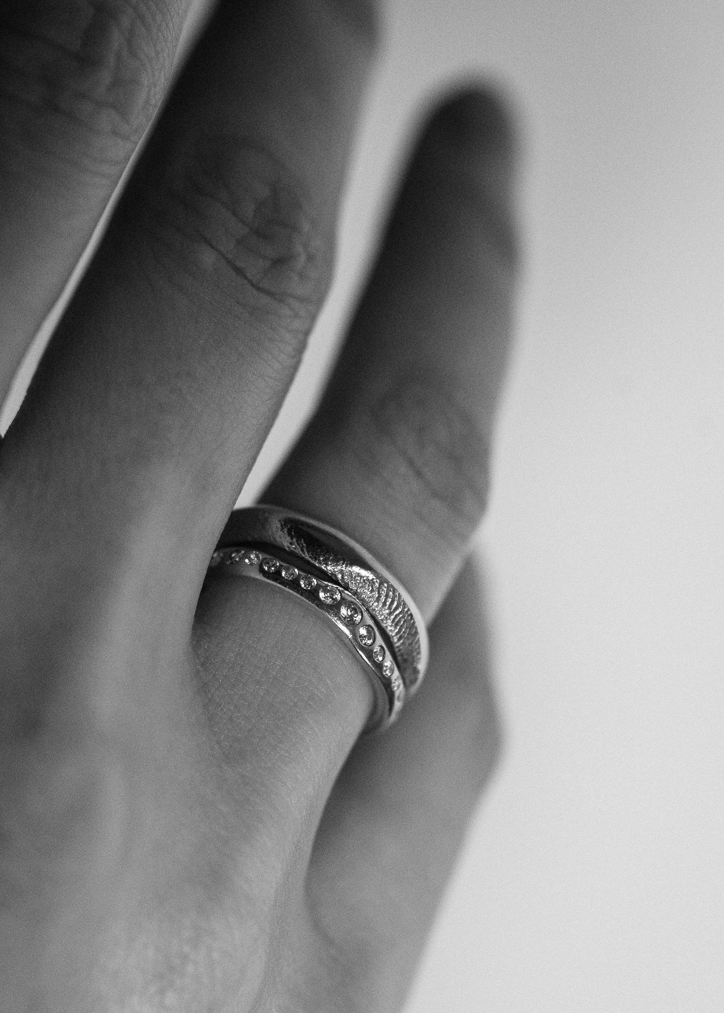 Molded Unisex Finger-Printed Band Medium - White Gold or Sterling Silver Cornelia Webb Ring