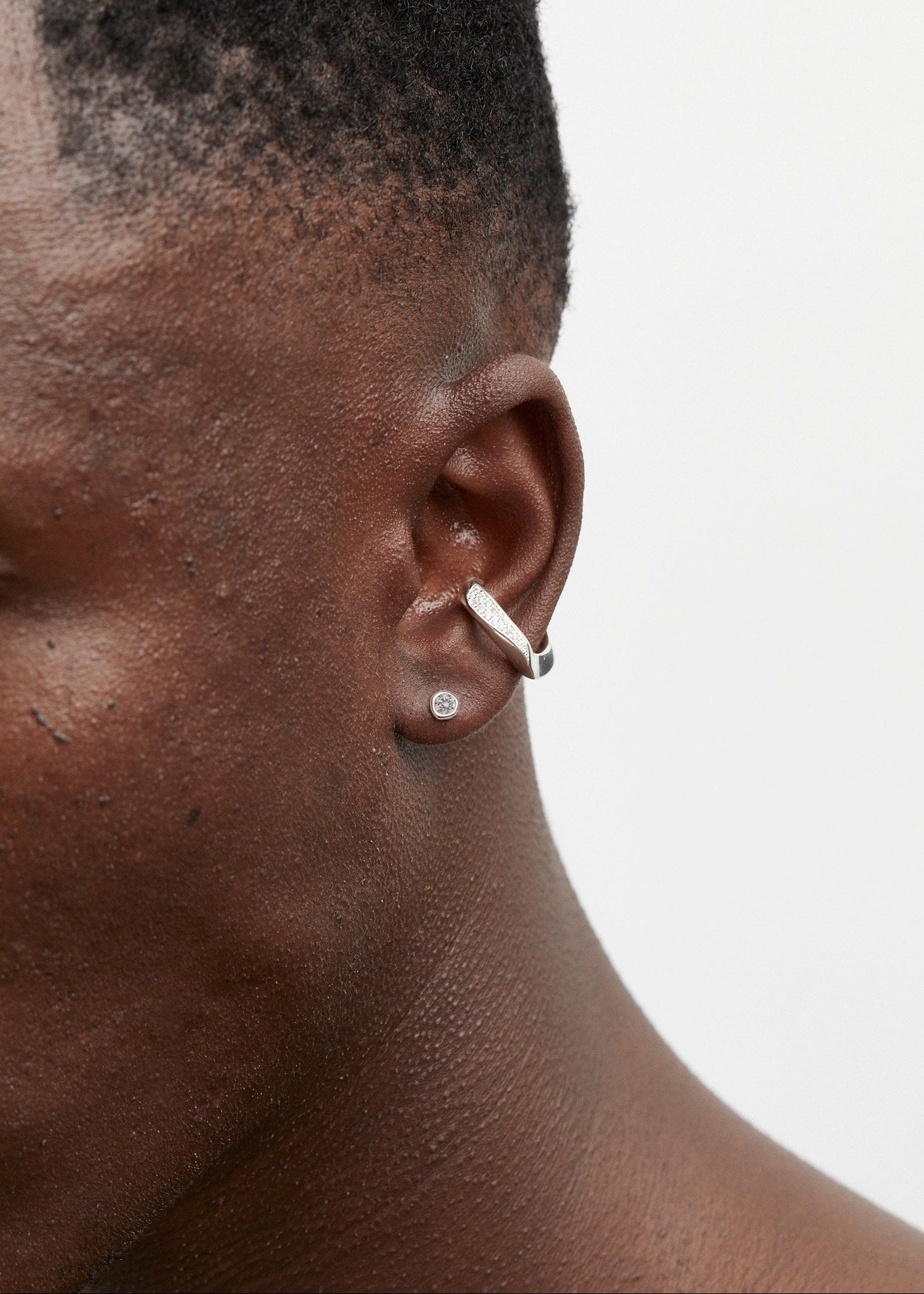 Molded Diamond Stud Earring
