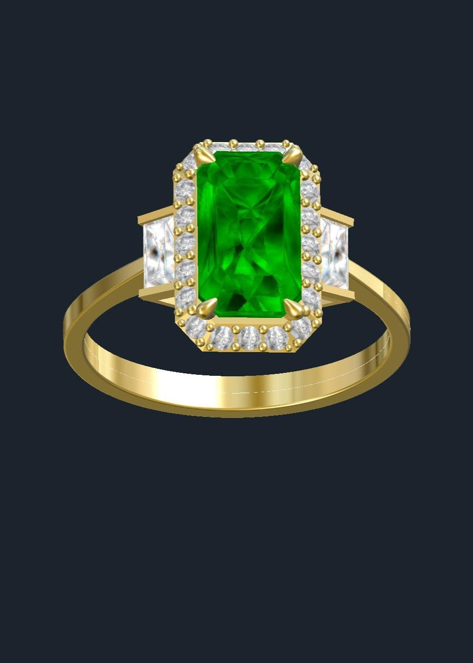 Bespoke Emerald Halo ring