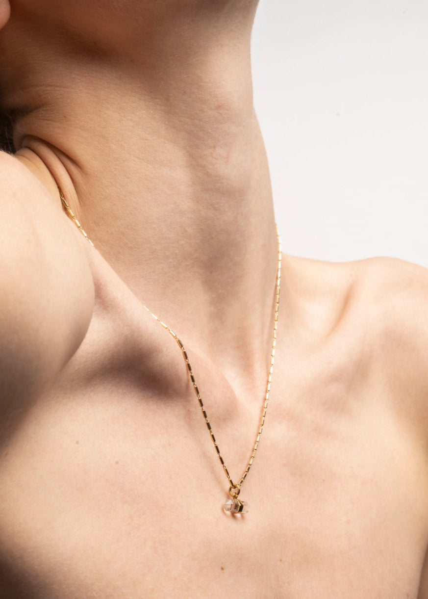 Clear Quartz Necklace Midi - Gold - Sample - 1