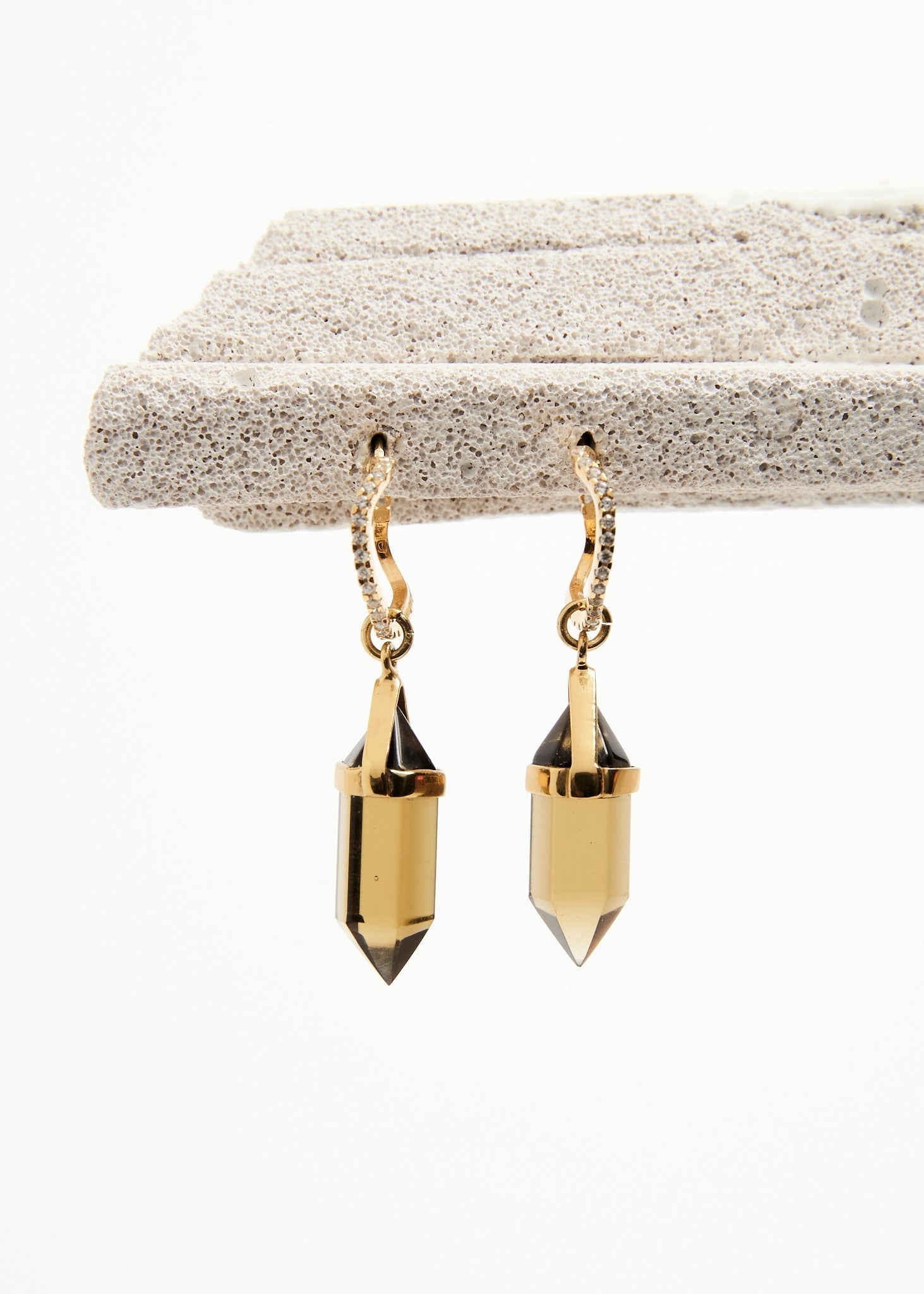 Crystalised Drop Earring - Sample - Smokey Quartz - Sample - 1