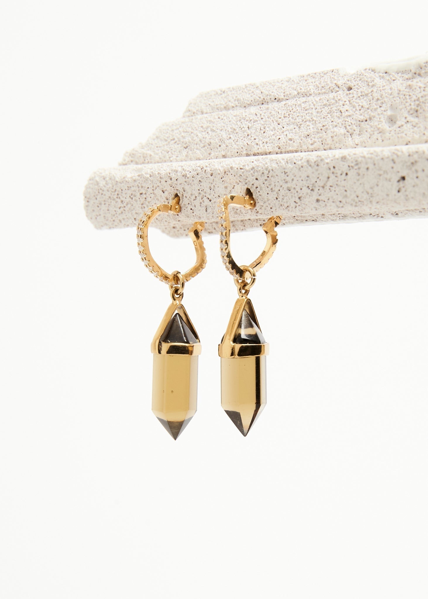 Crystalised Drop Earring - Sample - Smokey Quartz - Sample - 2