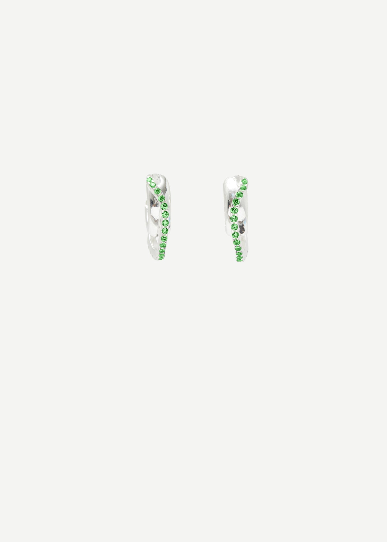 Distorted Double Hoop Earring Midi - Green - Earrings - Sample - 2