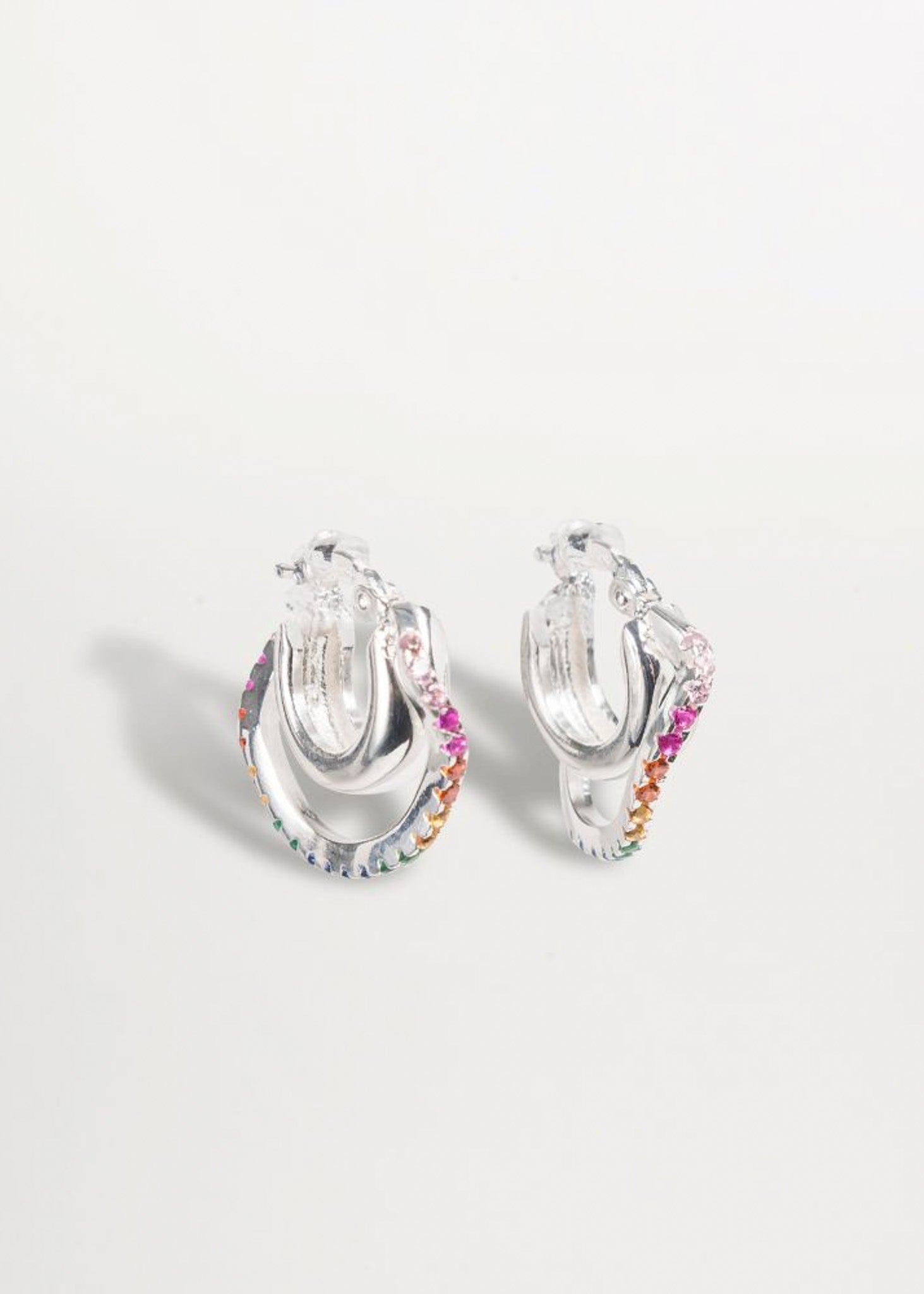 Distorted Double Hoop Earring Midi - Rainbow - Earrings - Sample - 1