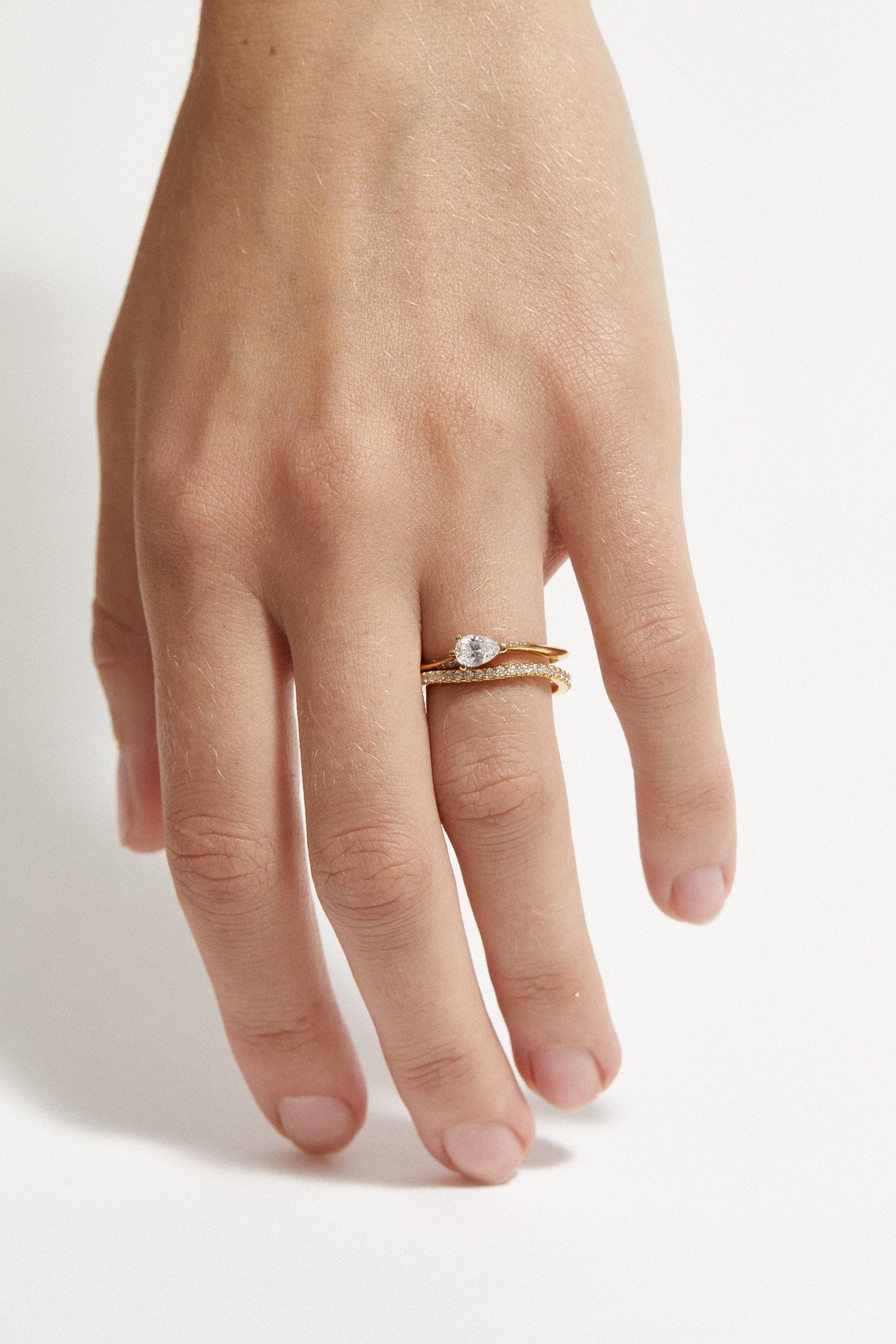Drop Solitaire Ring Midi Pavé 0.3 - 0.5 Ct - Customised - 6