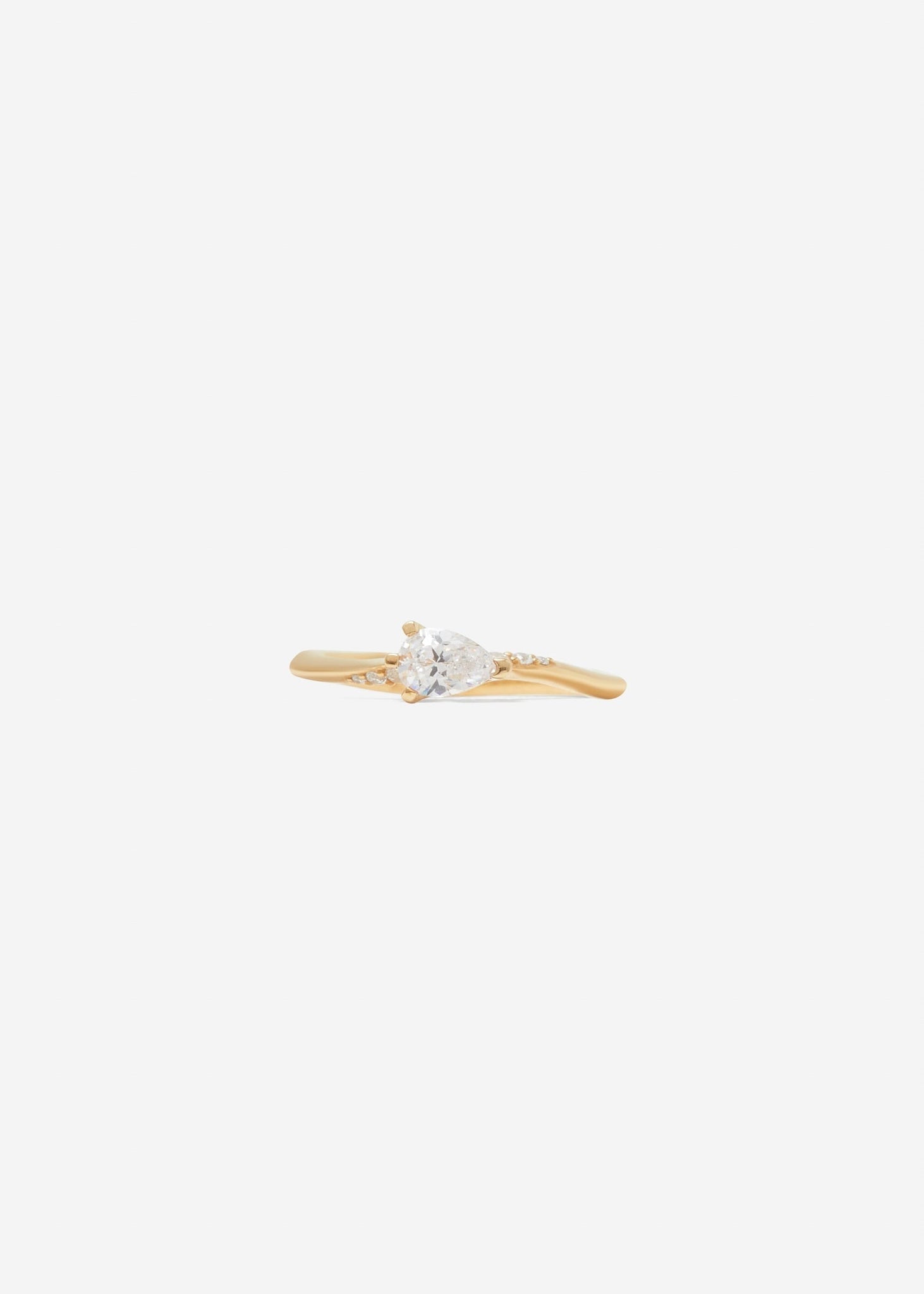 Drop Solitaire Ring Midi Pavé 0.3 - 0.5 Ct - Customised - 1
