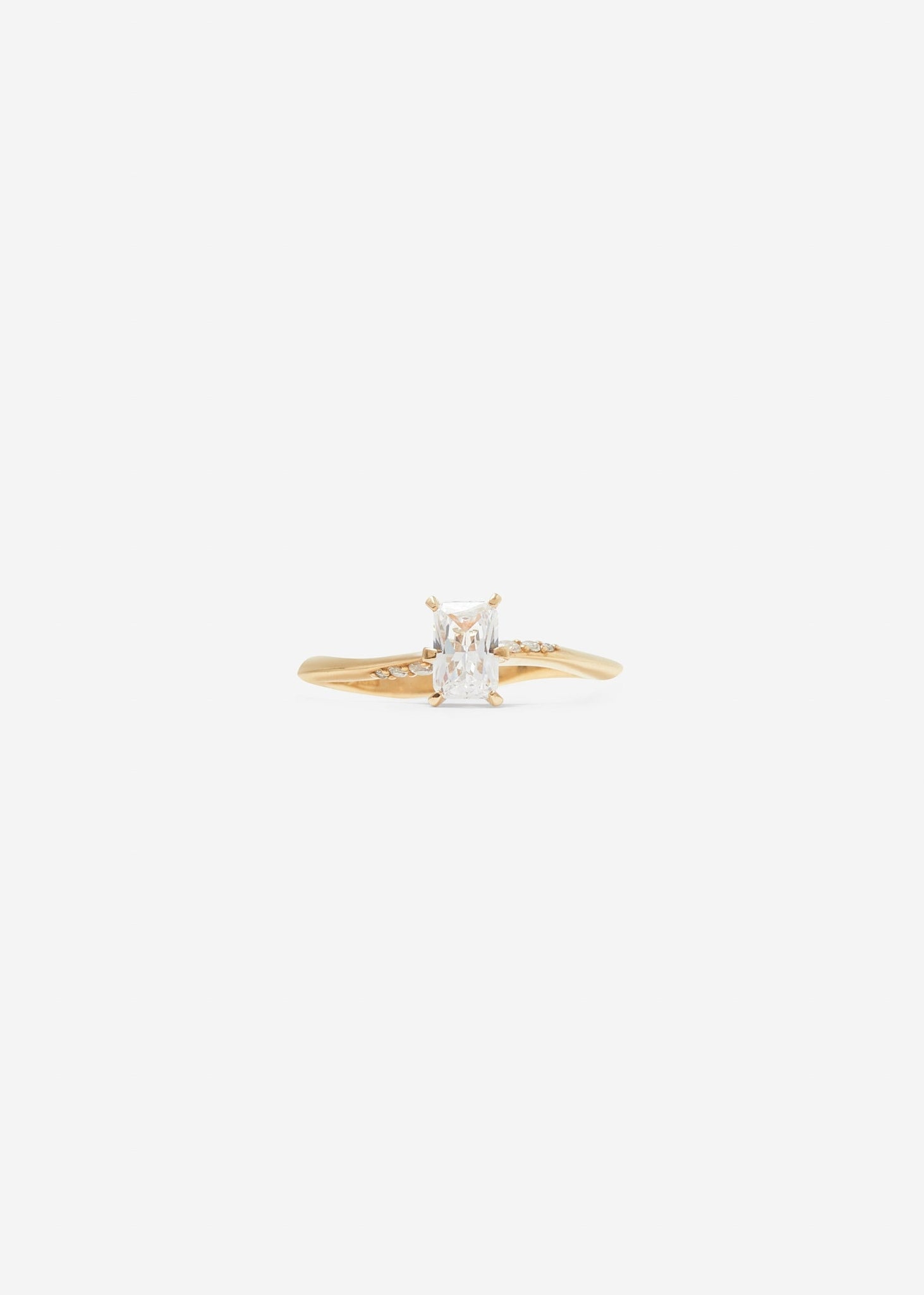 Emerald Cut Solitaire Ring Midi Pavé 0.3 - 0.5 Ct - Customised - 1