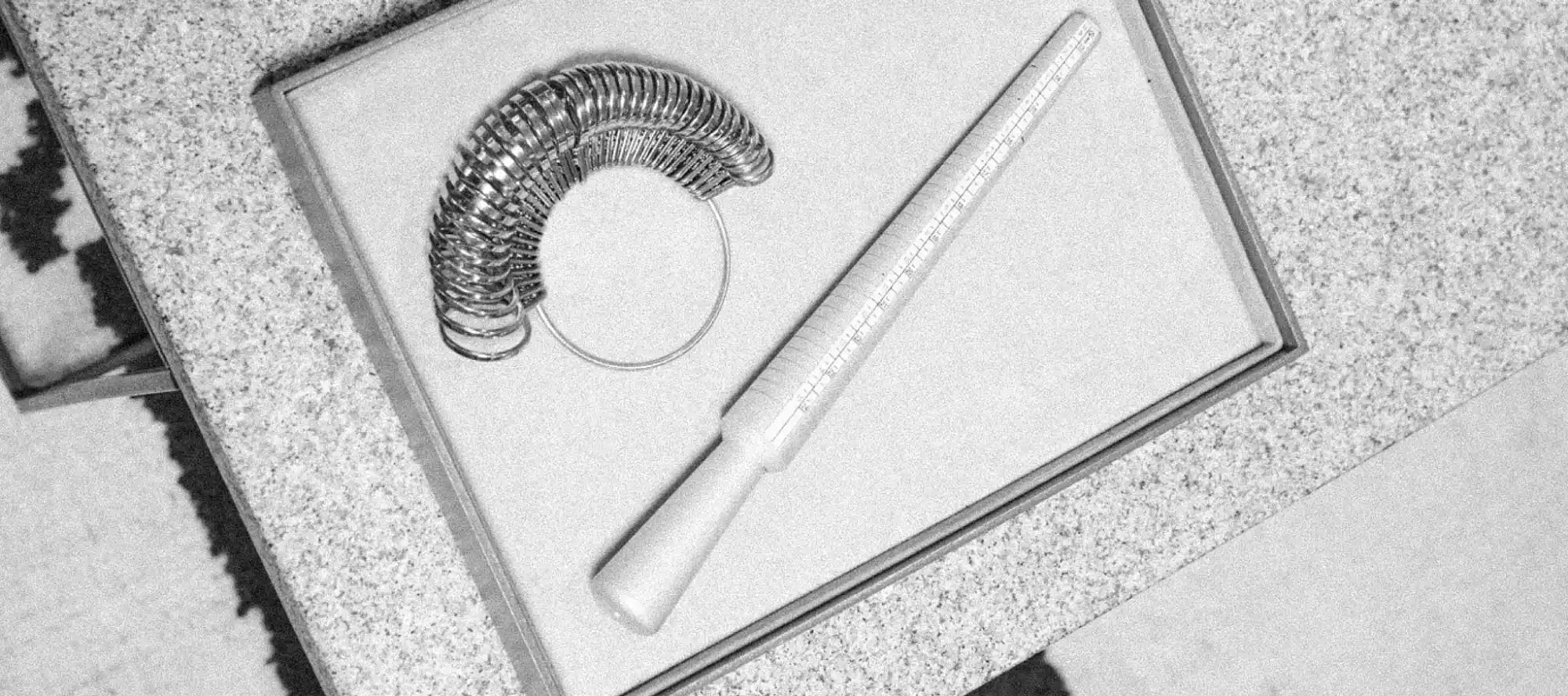 Jeweler’s ring sizing tools.