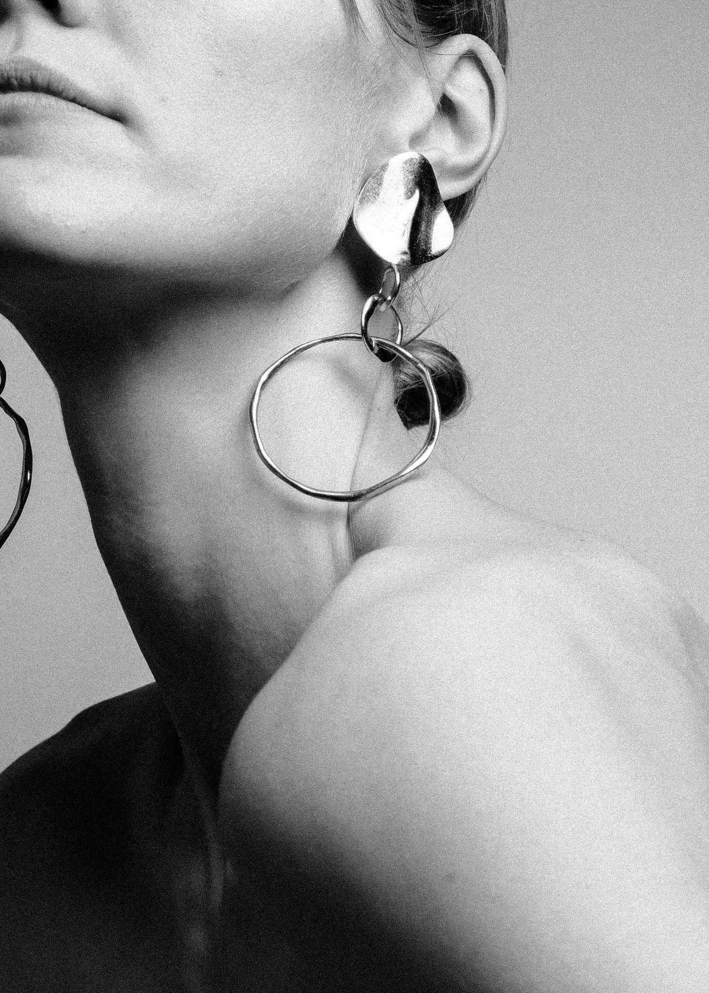 Organic Drop Hoop Earring - Single - Sample - 1