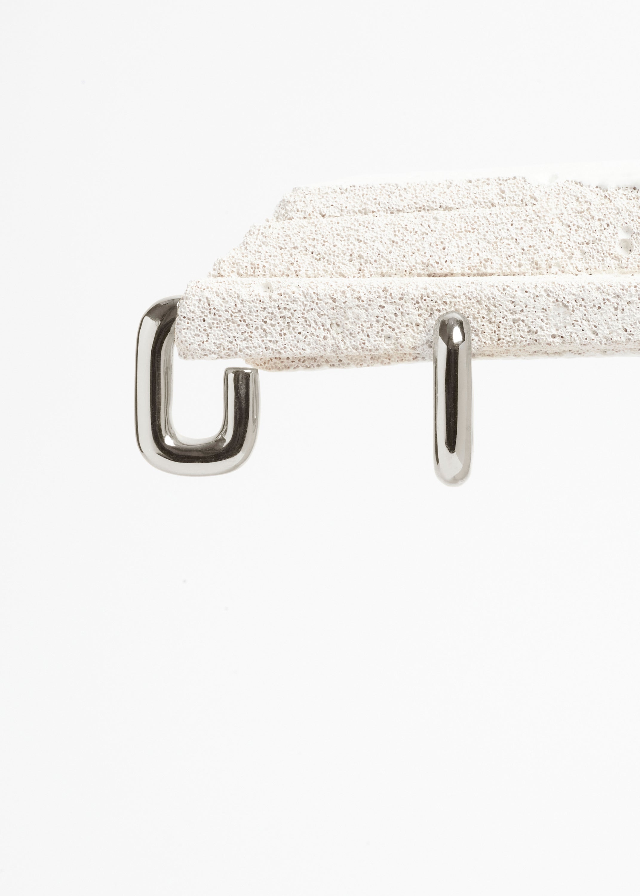Piped Hoop Earring Midi - Silver