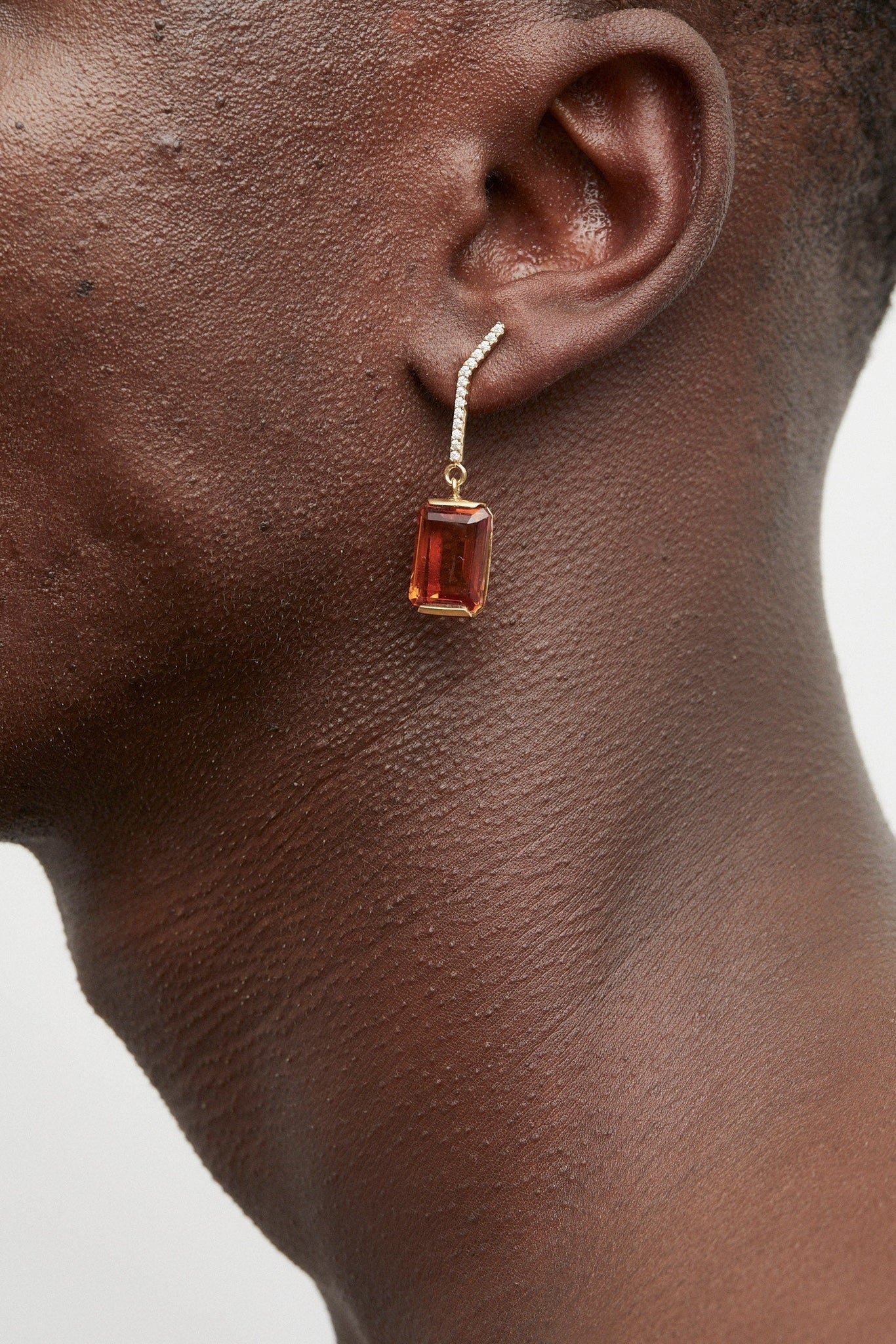 Slized Drop Earring Midi | Orange Quartz - Earrings - Cornelia Webb - 2