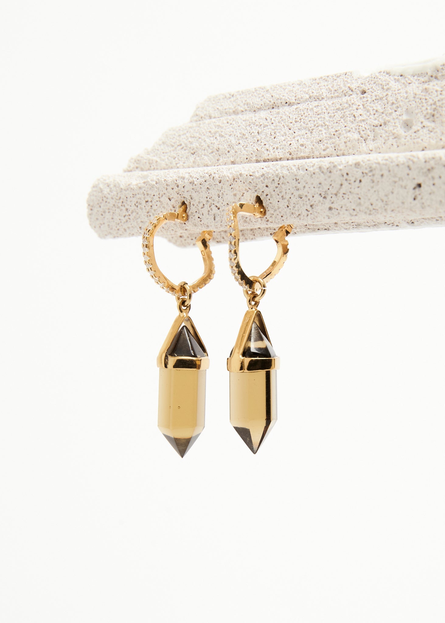 Crystalised Drop Earring - Sample - Smokey Quartz - Sample - 2