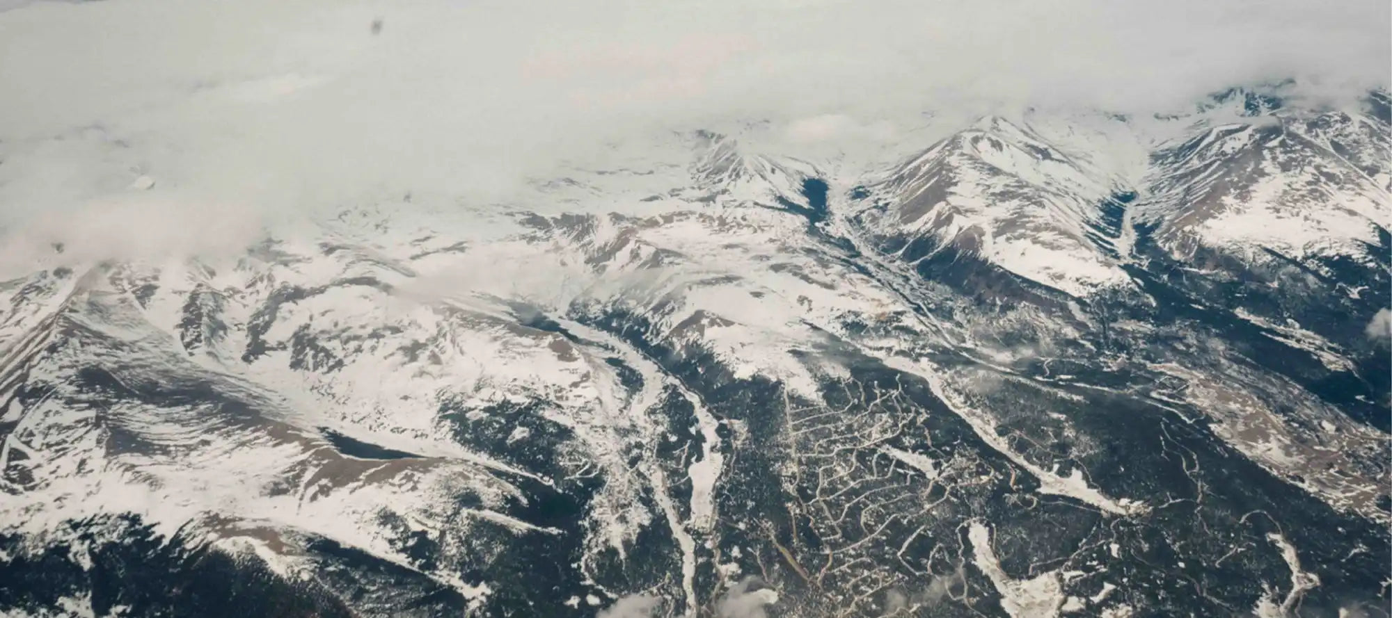 Snow-covered mountain range.