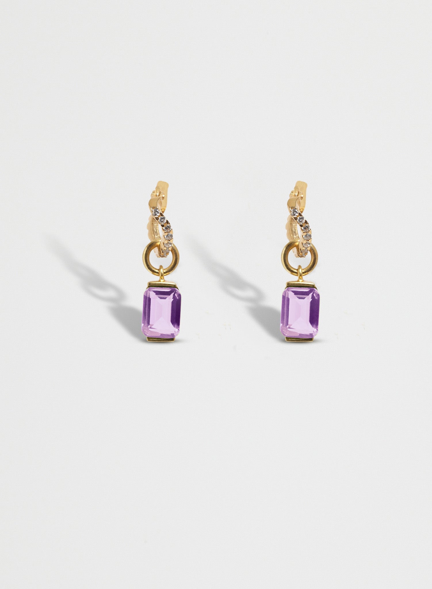 Stoned Drop Earring Mini - Amethyst