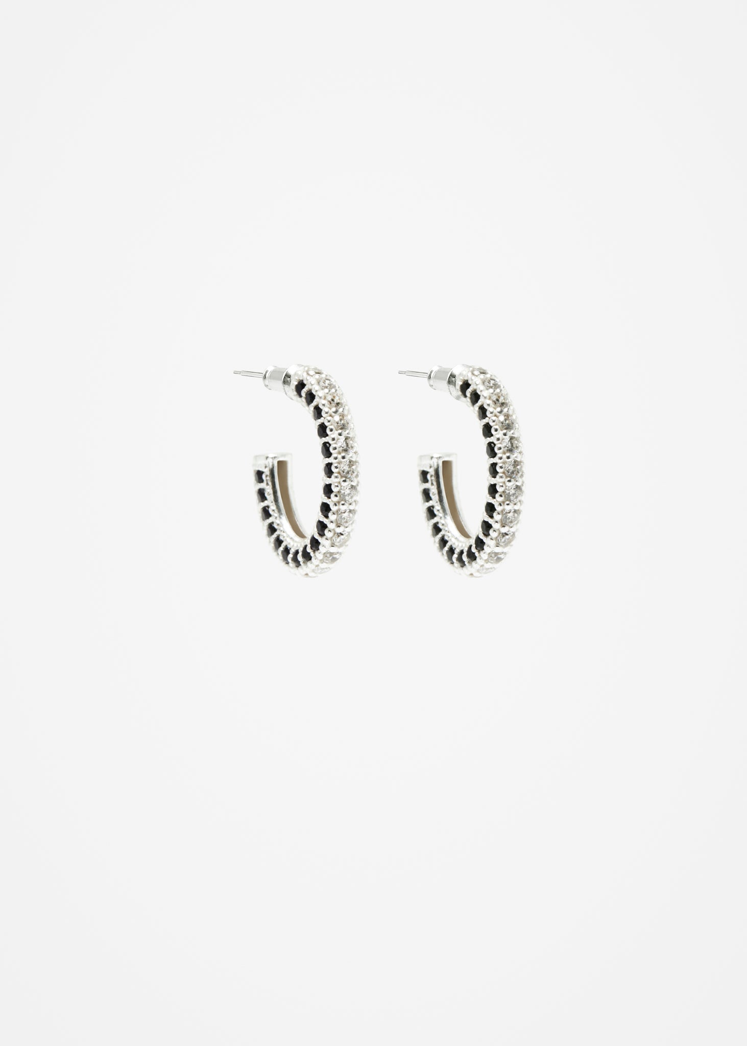 Stoned Hoop Earring Midi - Black - Cornelia Webb - 1