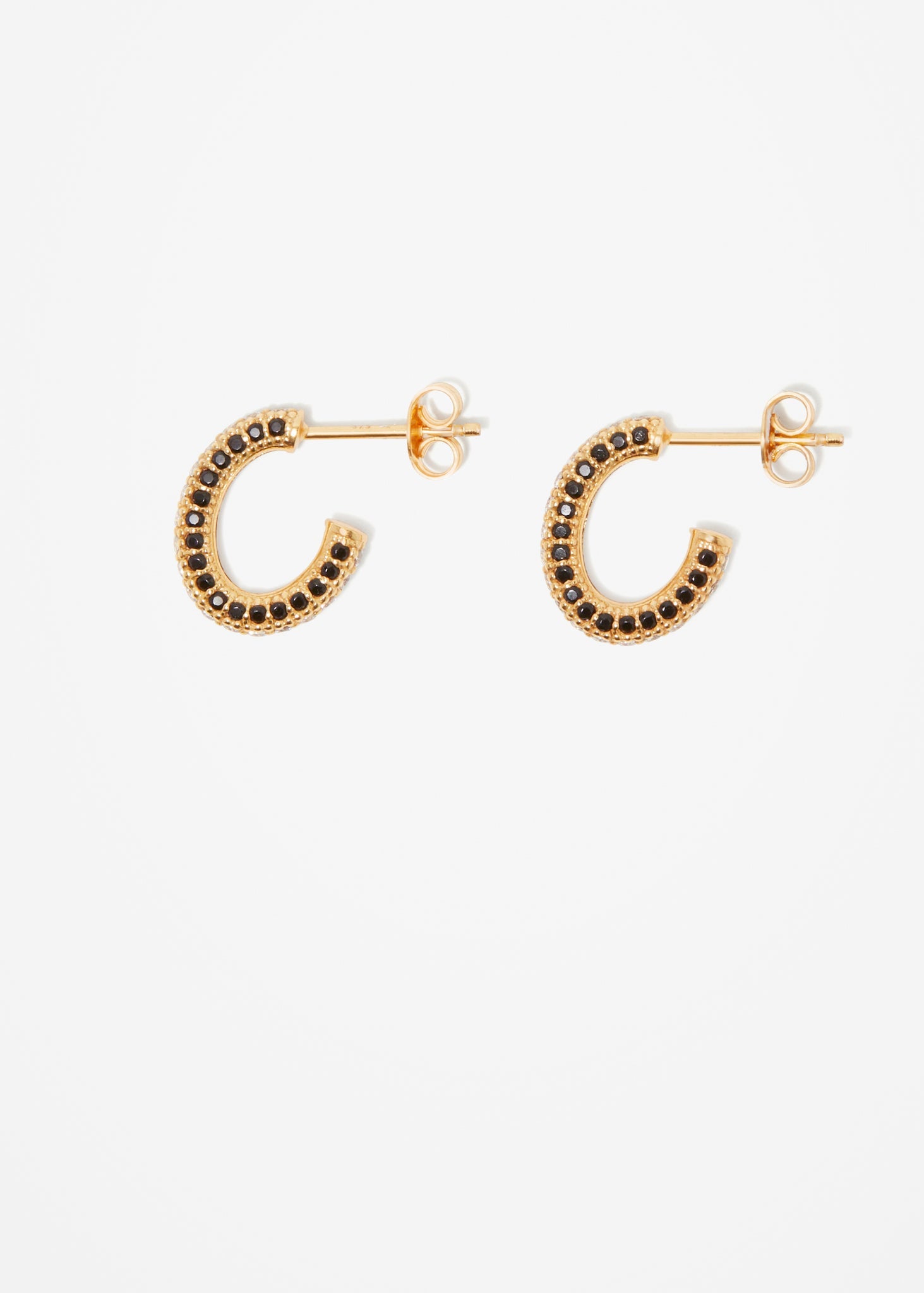 Stoned Hoop Earring Midi - Black - Cornelia Webb - 4