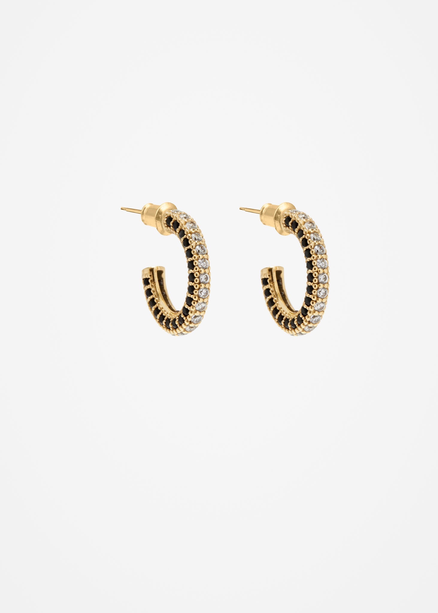 Stoned Hoop Earring Midi - Black - Cornelia Webb - 1