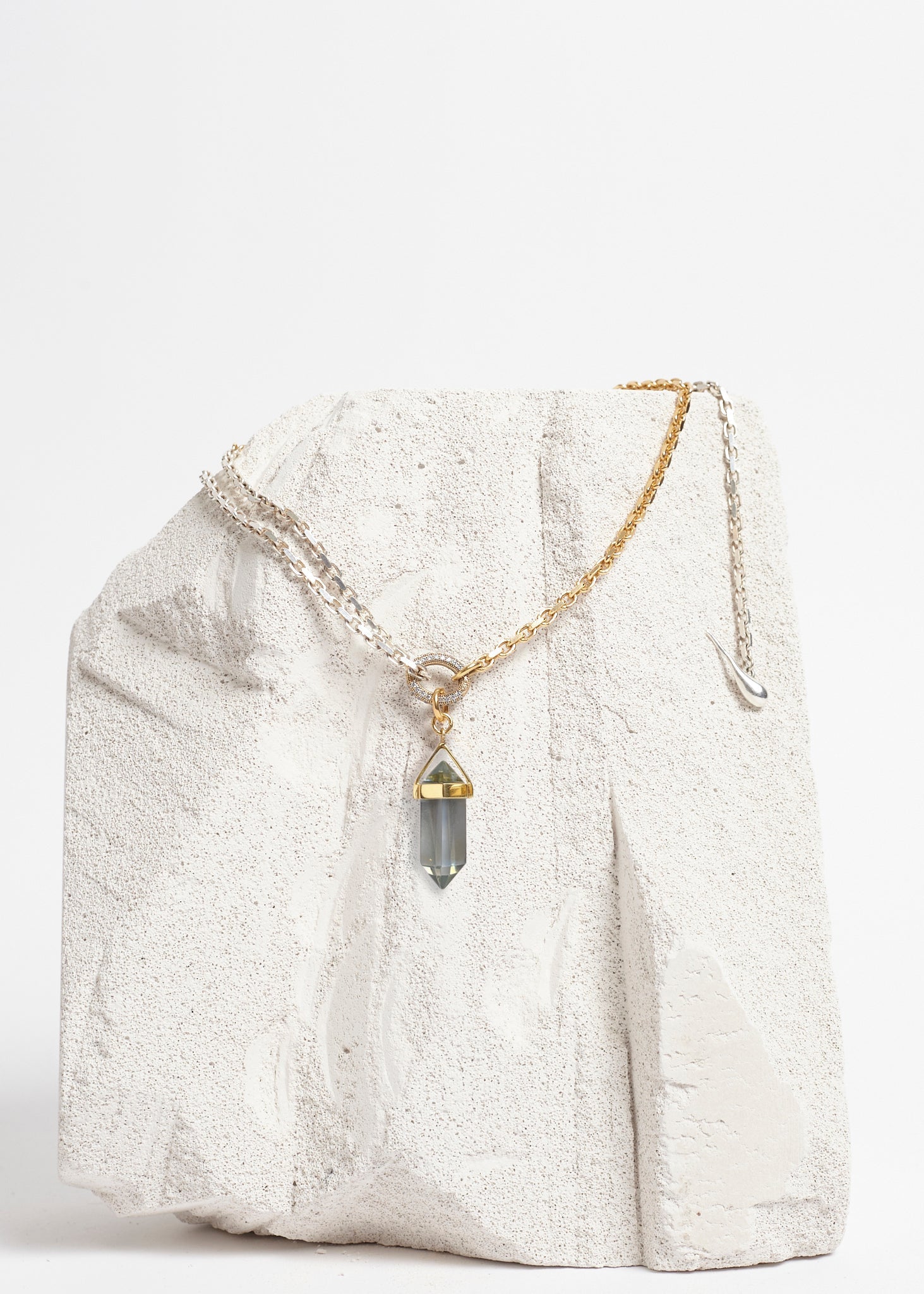 Stoned Lariat Necklace - Green obsidian - Sample - 1