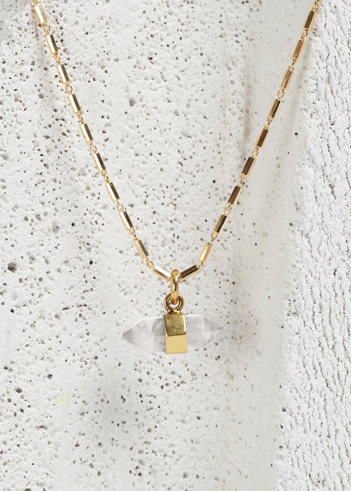Clear Quartz Necklace Midi | Gold - Sample - 1