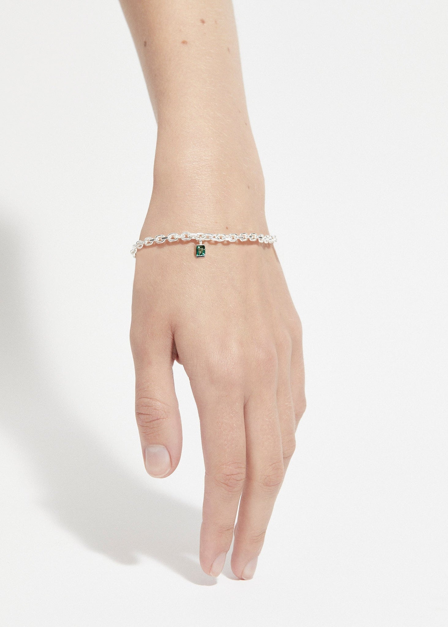 Stoned Sterling Silver Bracelet - Green Quartz - Sample - 1