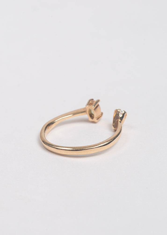 Warped Duo Baguette Ring | Green quartz - SAMPLE - 3