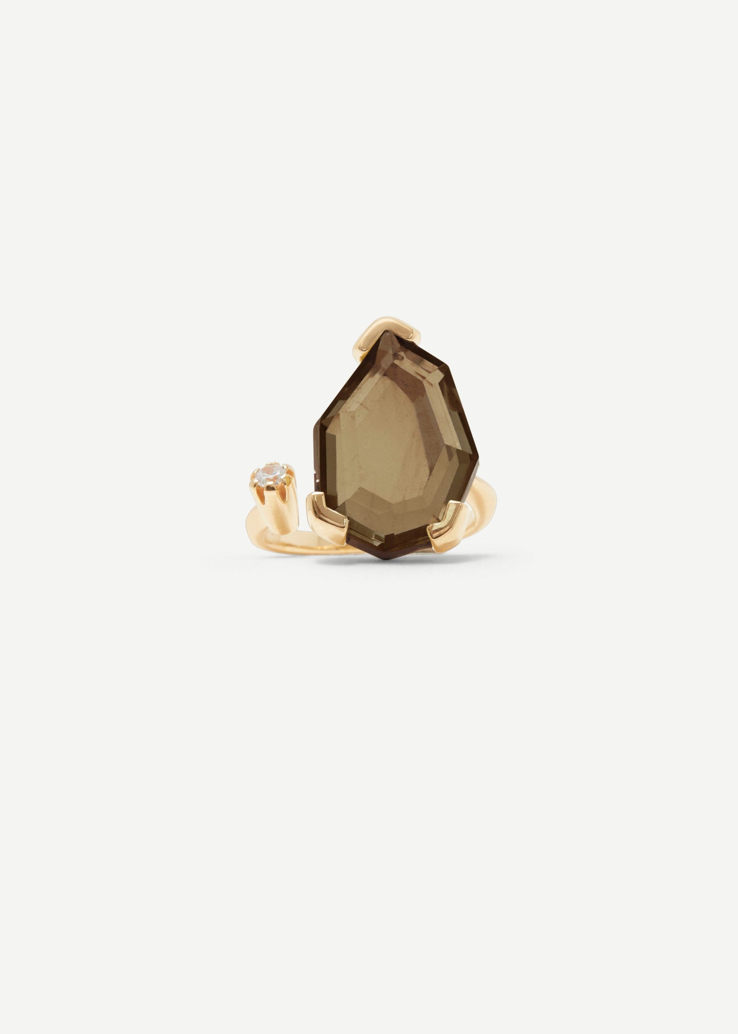 Warped Duo Heptagon Ring | Smokey Quartz - Cornelia Webb - 1