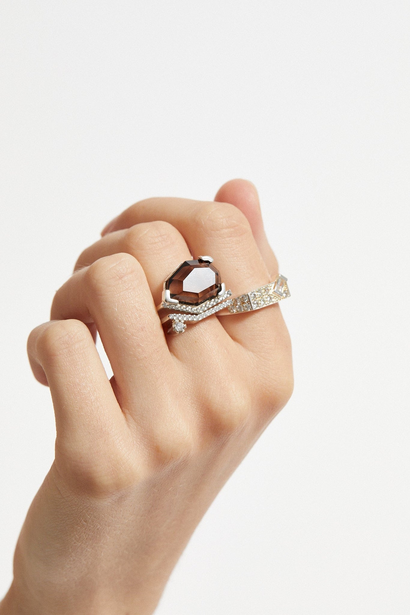 Warped Signet Ring Mini | White Siamite - Rings - Cornelia Webb - 4