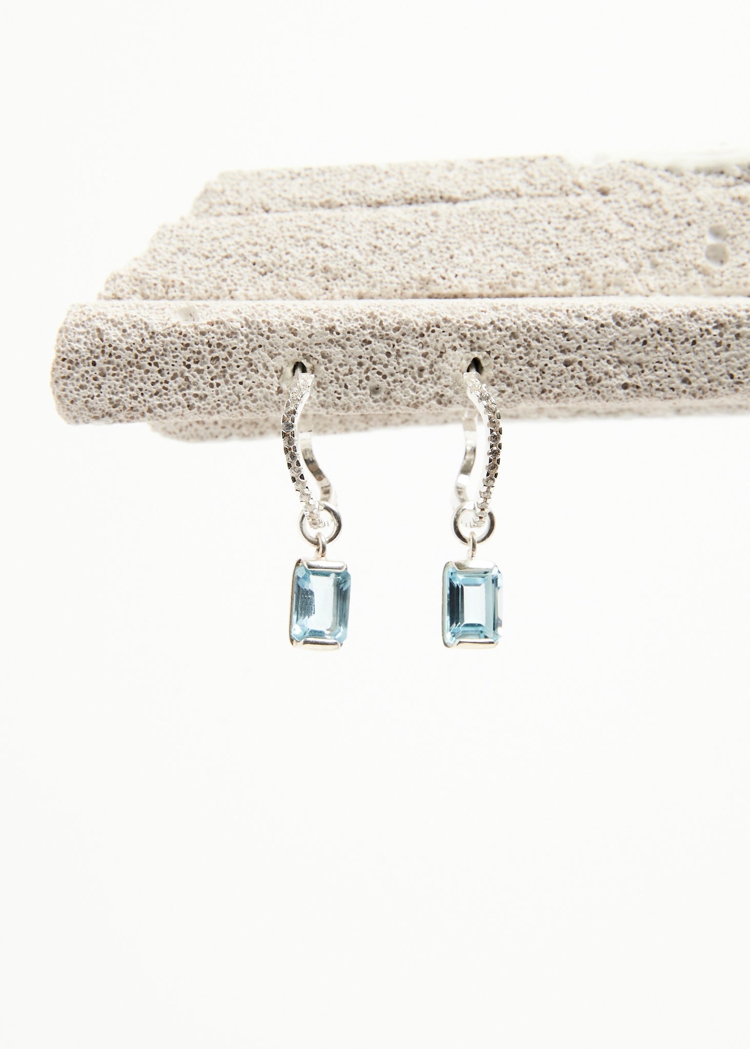 Distorted Stone Drop Earring | Sky Blue Topaz - Earrings - sample - 1